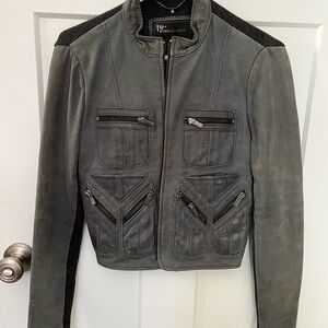 BCBGMaxAzria Charcoal Leather Jacket